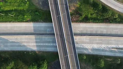 Drone Flight Over Highway Interchange Stock Footage 337363093