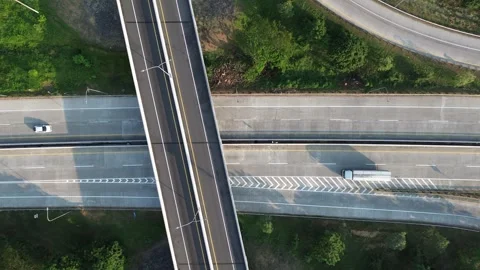 Drone Flight Over Highway Interchange Stock Footage 337363095