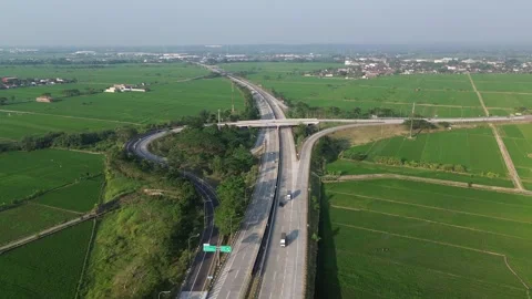Drone Flight Over Highway Interchange Stock Footage 337363097