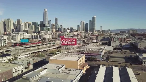 Drone flight over the highway, San Francisco Stock Footage 83525742