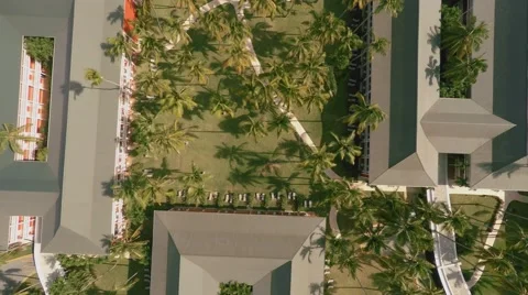 Drone flight over hotel on a tropical beach Stock Footage 47206893