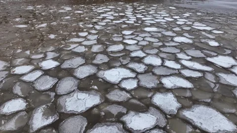 Drone Flight Over Ice-Covered Waters. Aerial track with drone over ice Stock Footage 258817803