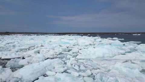 Drone Flight Over Ice Field off the Coast Video stock 253257285