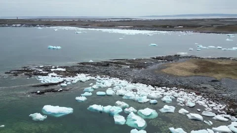 Drone Flight Over Ice Field off the Coast Stock Footage 253257619