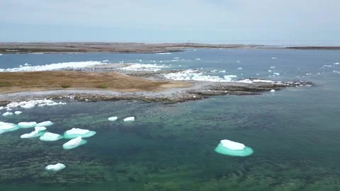 Drone Flight Over Ice, North Coast Newfoundland Stock Footage 253257645