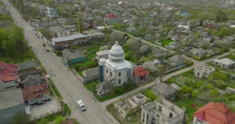 Drone Flight Over the Iconic White Dome Mansion on Soroca Roma Hill, Moldova 動画素材 339276187