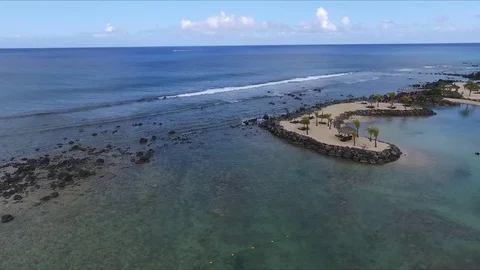 Drone flight over Intercontinental Mauritius Resort in Balaclava Stock Footage 95542319