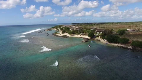 Drone flight over Intercontinental Mauritius Resort in Balaclava Stock Footage 95542790