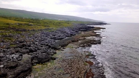 Drone flight over Ireland Coast Stock Footage