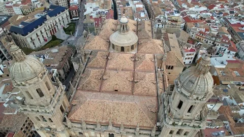 Drone Flight Over Jaen Cathedral and Scenic City Skyline, Andalusia Spain Stock Footage 323971891
