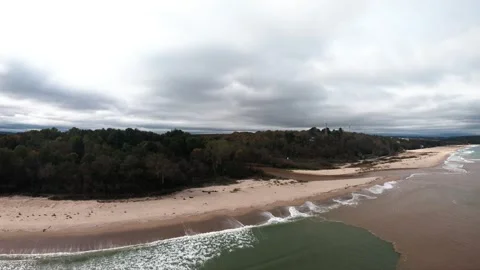 Drone flight over Kamchia river estuary and Black Sea after heavy rain Stock Footage 318663359