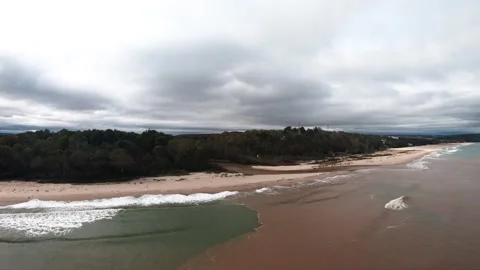 Drone flight over Kamchia river estuary and Black Sea after heavy rain Stock Footage 318663446