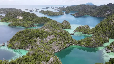 Drone Flight Over Karst Islands in Misool, Raja Ampat, Indonesia Vídeo Stock 331469260