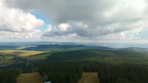 Drone Flight Over Klínovec Summit with Beautiful Horizon Views Stock Footage 316523299
