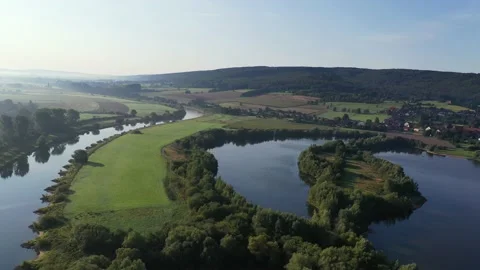 Drone flight over lake, Germany Video stock 141113686