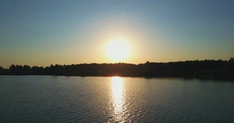 Drone flight over the lake to the sun Stock Footage 95217817