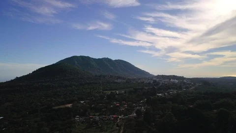 Drone flight over the landscape of Apaneca town and hills Stock Footage 100795503