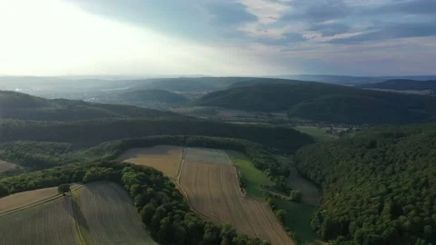Drone flight over landscape in Germany Stock Footage 217369653