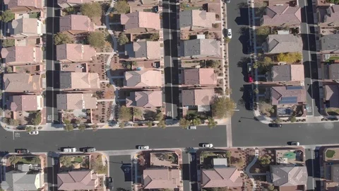Drone flight over Las Vegas neighborhood Stock Footage 100147680