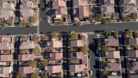 Drone flight over Las Vegas neighborhood Stock Footage 101193689