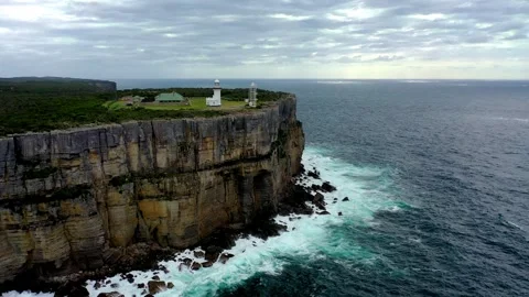 Drone flight over a Light house in Queensland, AU Stock Footage 262945335