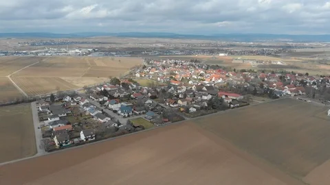 Drone flight over little German town Stock Footage 100998924