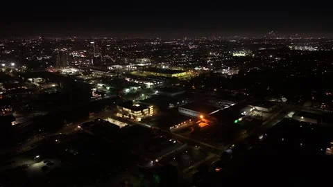 Drone Flight Over Los Angeles Industrial District at Night Vídeos de archivo 344240792