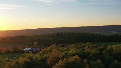 Drone flight over Lower Saxony landscape, Germany Stock Footage 134402556