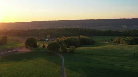 Drone flight over Lower Saxony landscape, Germany Stock Footage 134402581