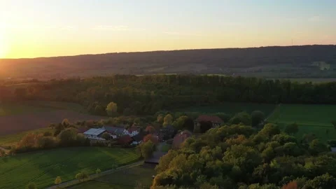 Drone flight over Lower Saxony landscape, Germany Stock Footage 134402727