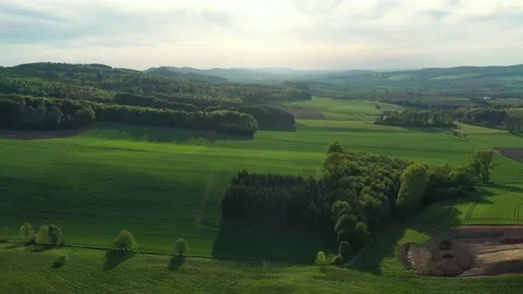 Drone flight over Lower Saxony landscape, Germany Stock Footage 134403479