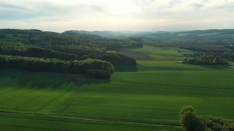 Drone flight over Lower Saxony landscape, Germany Stock Footage 134403592