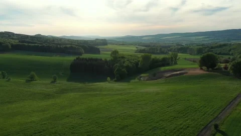 Drone flight over Lower Saxony landscape, Germany Stock Footage 134403593