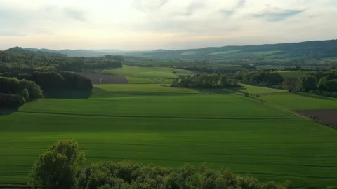 Drone flight over Lower Saxony landscape, Germany Stock Footage 134403794