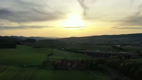 Drone flight over Lower Saxony landscape, Germany Stock Footage 134404231