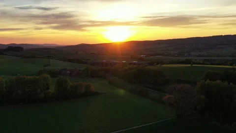 Drone flight over Lower Saxony landscape, Germany Stock Footage 134405084