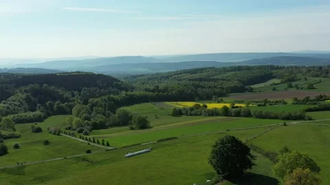 Drone flight over Lower Saxony landscape, Germany Stock Footage 134405968