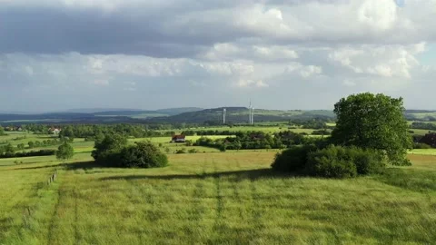 Drone flight over Lower Saxony landscape, Germany Stock Footage 134406257
