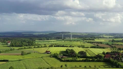 Drone flight over Lower Saxony landscape, Germany Stock Footage 134406277