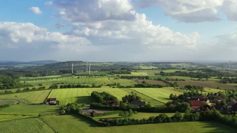 Drone flight over Lower Saxony landscape, Germany Stock Footage 134406356