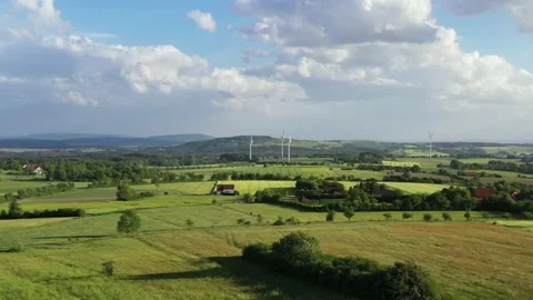 Drone flight over Lower Saxony landscape, Germany Stock Footage 134406382