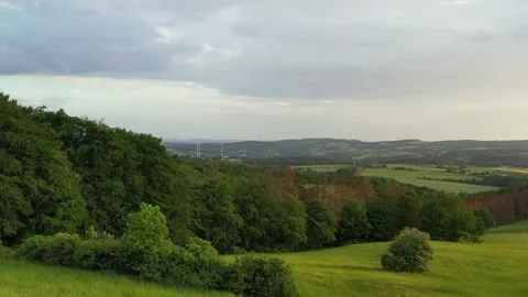 Drone flight over Lower Saxony landscape, Germany Stock Footage 134406422