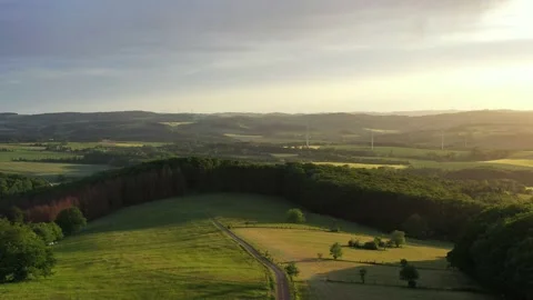 Drone flight over Lower Saxony landscape, Germany Stock Footage 134406469
