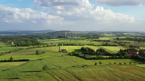 Drone flight over Lower Saxony landscape, Germany Stock Footage 134406495