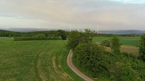 Drone flight over Lower Saxony landscape, Germany Stock Footage 134406881
