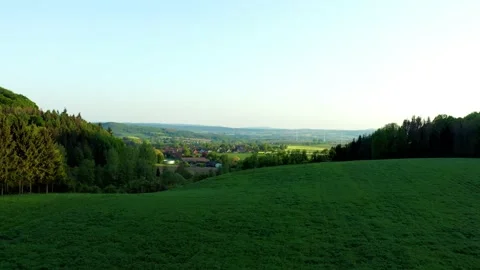 Drone flight over Lower Saxony landscape, Germany Stock Footage 134406930