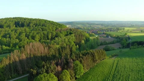 Drone flight over Lower Saxony landscape, Germany Stock Footage 134407095