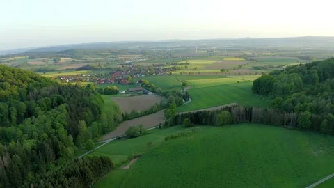 Drone flight over Lower Saxony landscape, Germany Stock Footage 134407854