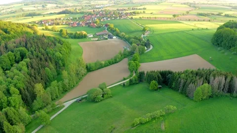 Drone flight over Lower Saxony landscape, Germany Stock Footage 134407857