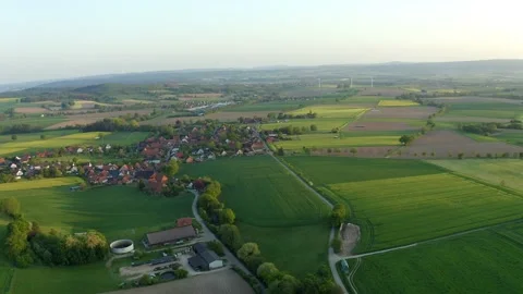 Drone flight over Lower Saxony landscape, Germany Stock Footage 134408046